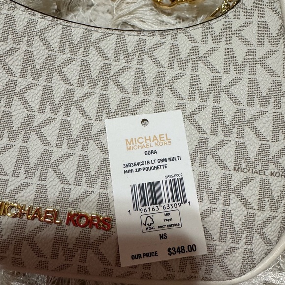 ✨NEW MICHAEL MICHAEL KORS Beige Monogram Mini Cora Crossbody Bag ✨ - Picture 13 of 13